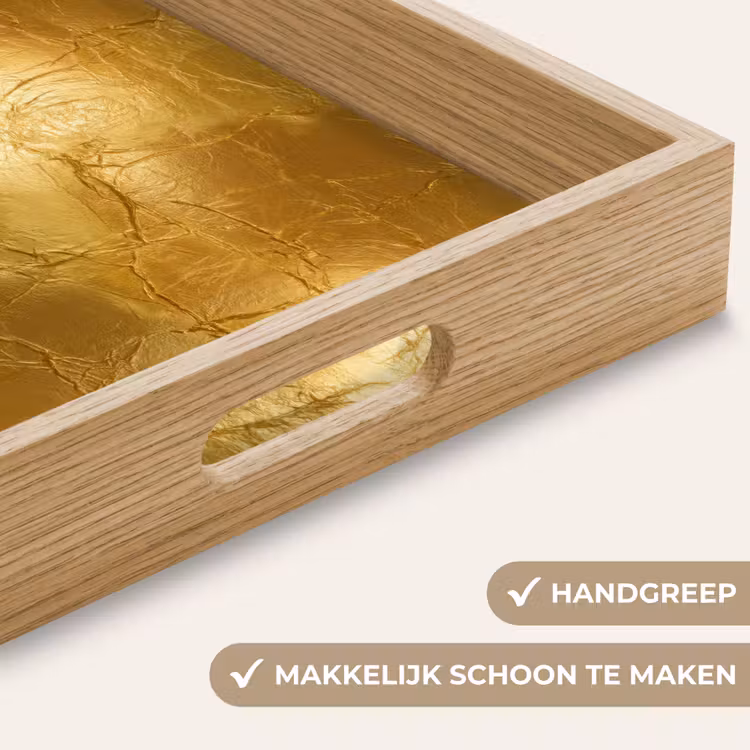 Bladgoud - Vintage - Textuur - Warm Goud Dienblad Rechthoek middel 911 -USP_HandgreepNL