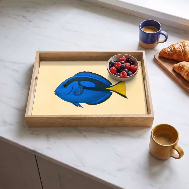 Blauw - Dory - Vis - Staartvin Dienblad Rechthoek middel -sfeer2