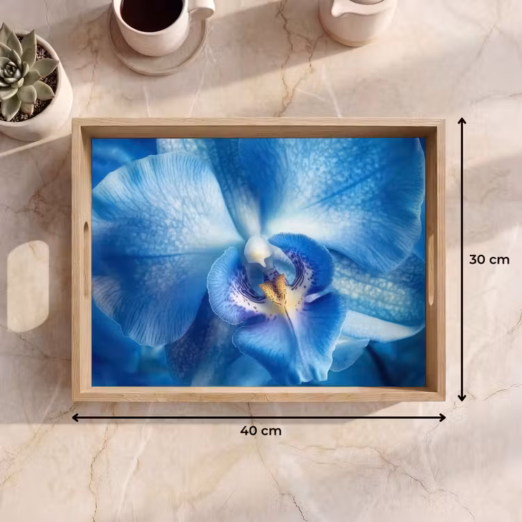 Blauw - Orchidee - Elegeant Dienblad Rechthoek middel -USP_Formaat