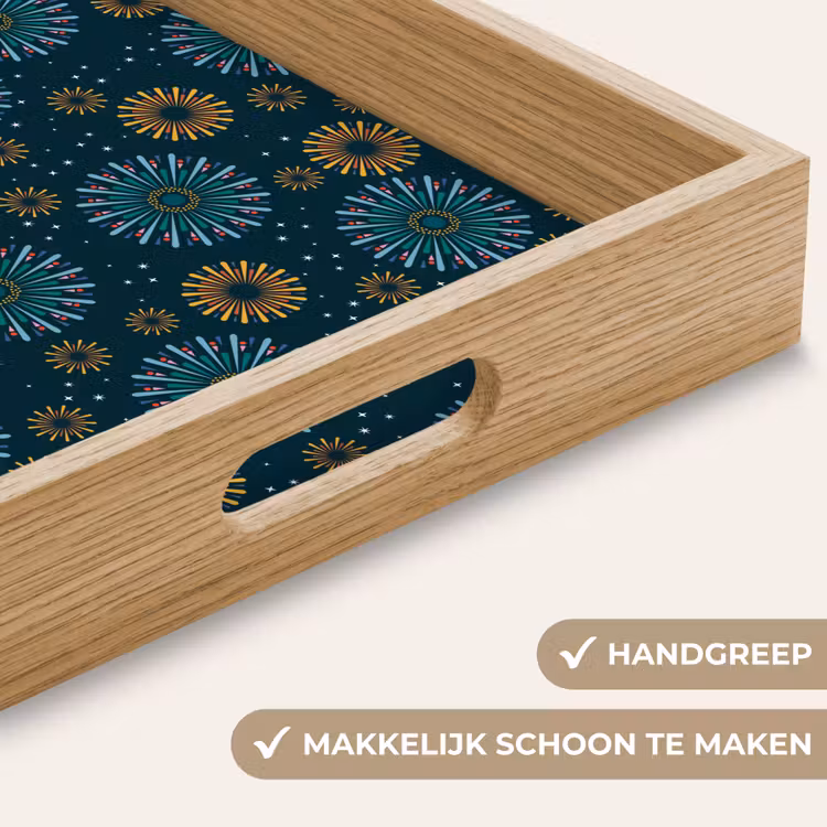 Blauw - Patroon - Retro Dienblad Rechthoek middel 911 -USP_HandgreepNL
