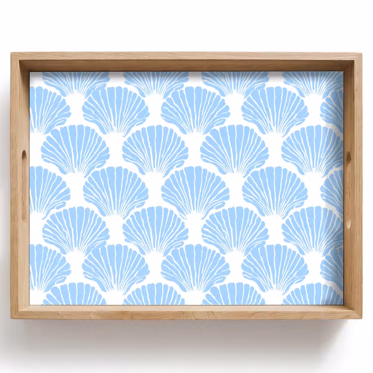 Blauw - Wit - Schelpen - Grafisch - Structuur Dienblad Rechthoek middel 911 -z3d_shopping
