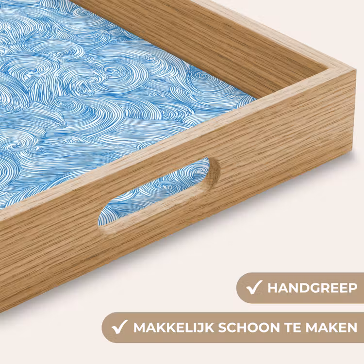 Blauw - Wit - Spiraal - Golven - Lijnen Dienblad Rechthoek middel 911 -USP_HandgreepNL