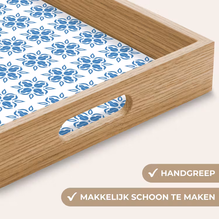 Blauw - Wit - Tegel - Patroon Dienblad Rechthoek middel 911 -USP_HandgreepNL