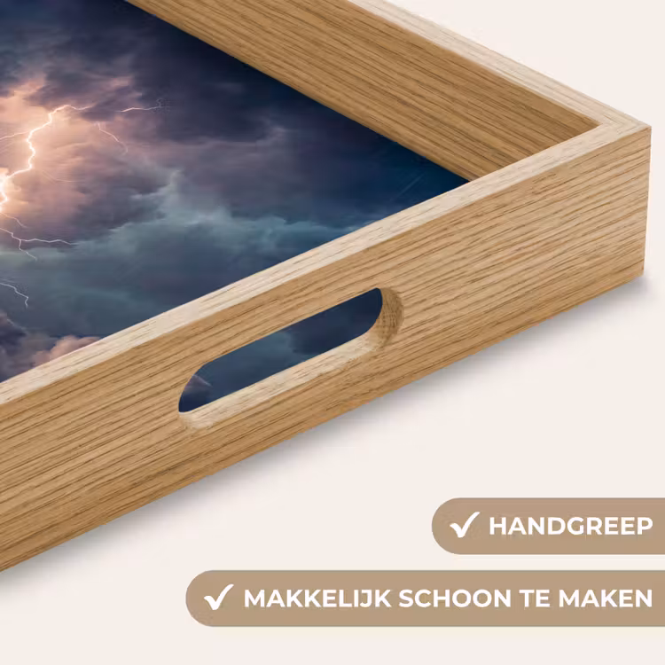 Bliksem - Storm - Natuur - Donker Dienblad Rechthoek middel -USP_HandgreepNL