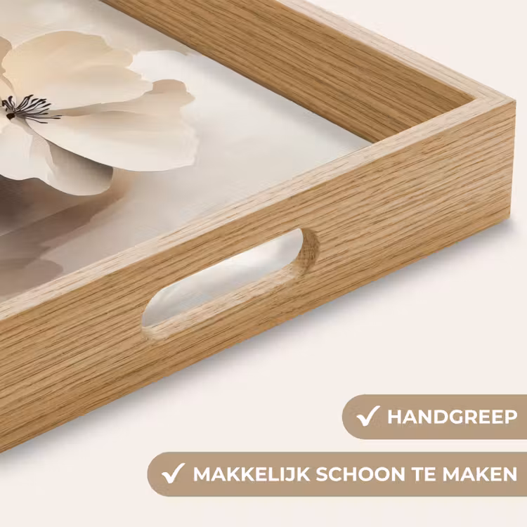 Bloem - Beige - Verf - Schaduw Dienblad Rechthoek middel -USP_HandgreepNL