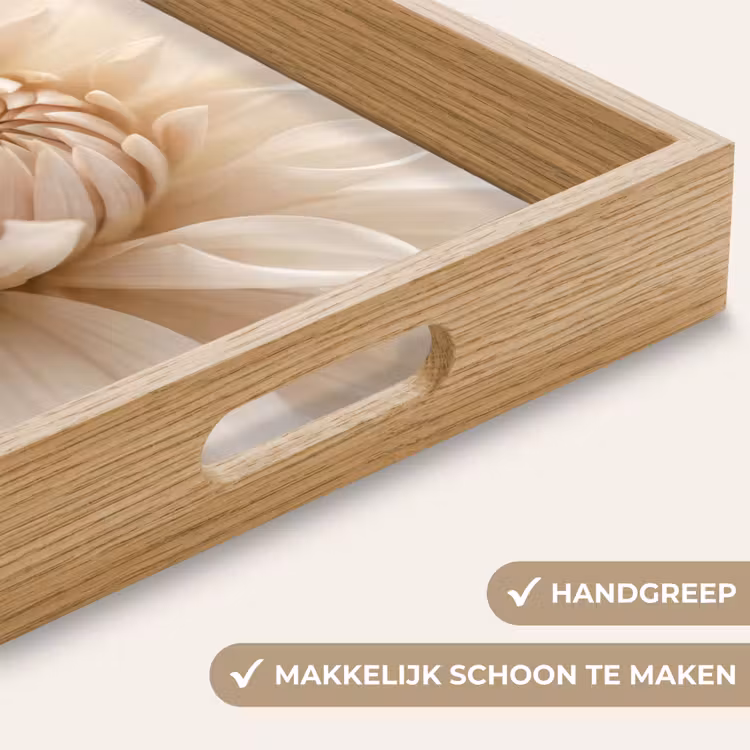 Bloem - Dahlia - Wit Dienblad Rechthoek middel -USP_HandgreepNL