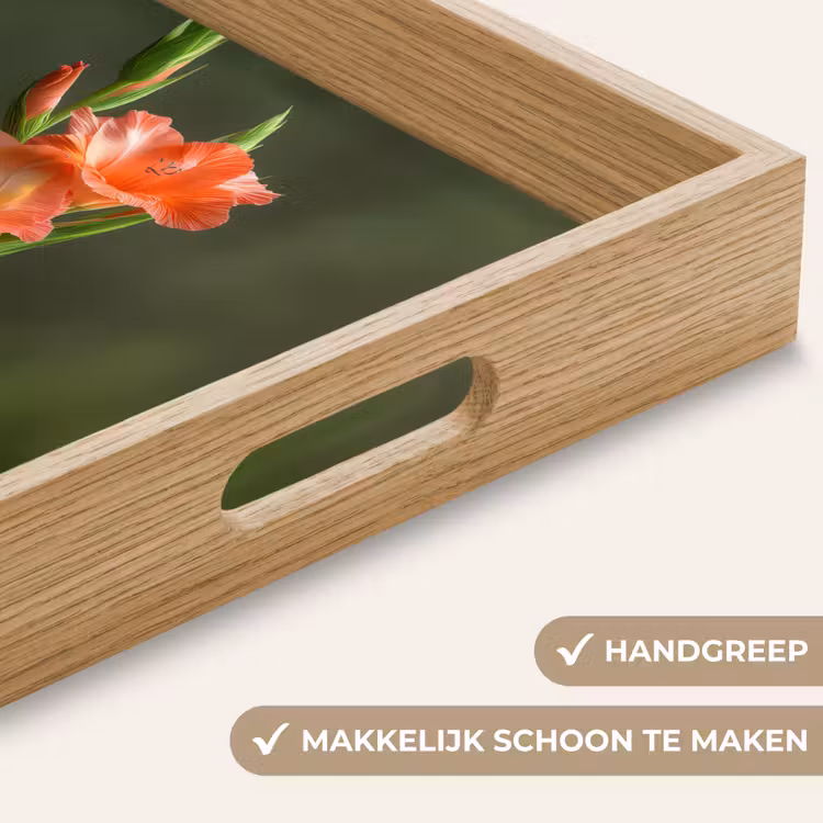 Bloem - Gladiolen - Zalmroze Dienblad Rechthoek middel -USP_HandgreepNL