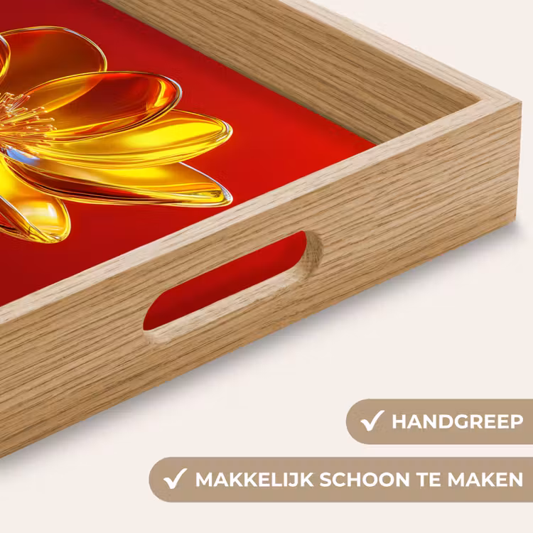 Bloem - Goud - Glazen Dienblad Rechthoek middel -USP_HandgreepNL