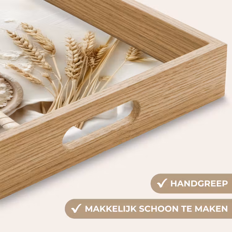Bloem - Hout - Tarwe Dienblad Rechthoek middel -USP_HandgreepNL