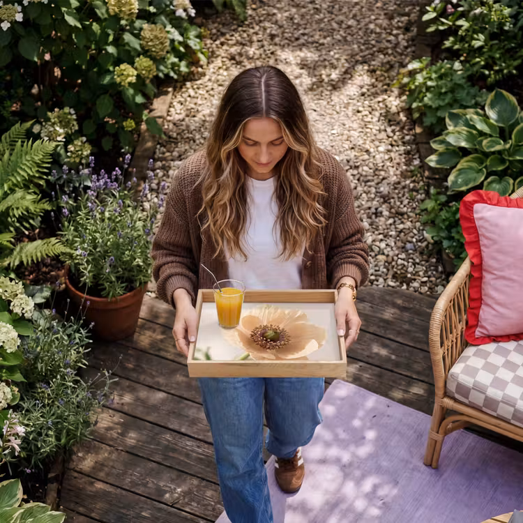 Bloem - Minimalistisch - Groen Dienblad Rechthoek middel -sfeer5