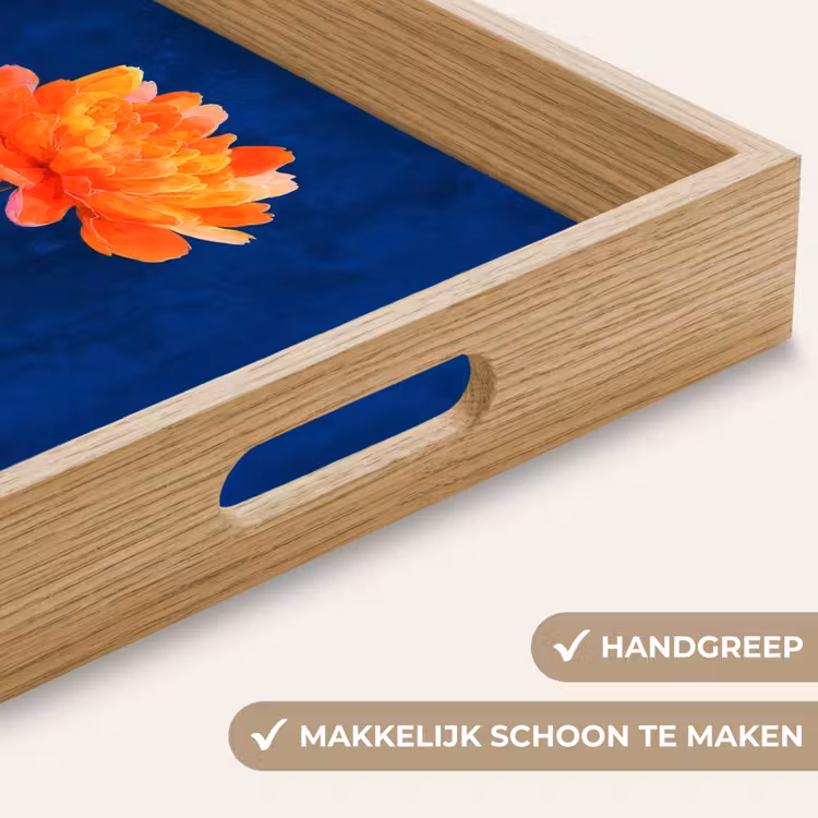 Bloem - Oranje - Bladeren Dienblad Rechthoek middel -USP_HandgreepNL