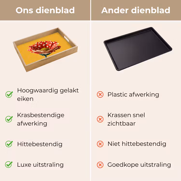 Bloem - Rood - Stippen Dienblad Rechthoek middel -USP_VergelijkingNL
