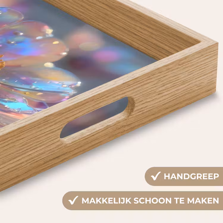 Bloem - Transparant - Pastelkleuren - Druppels Dienblad Rechthoek middel -USP_HandgreepNL
