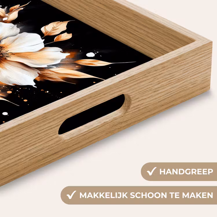 Bloem - Verf - Goud - Graffiti - Modern Dienblad Rechthoek middel -USP_HandgreepNL