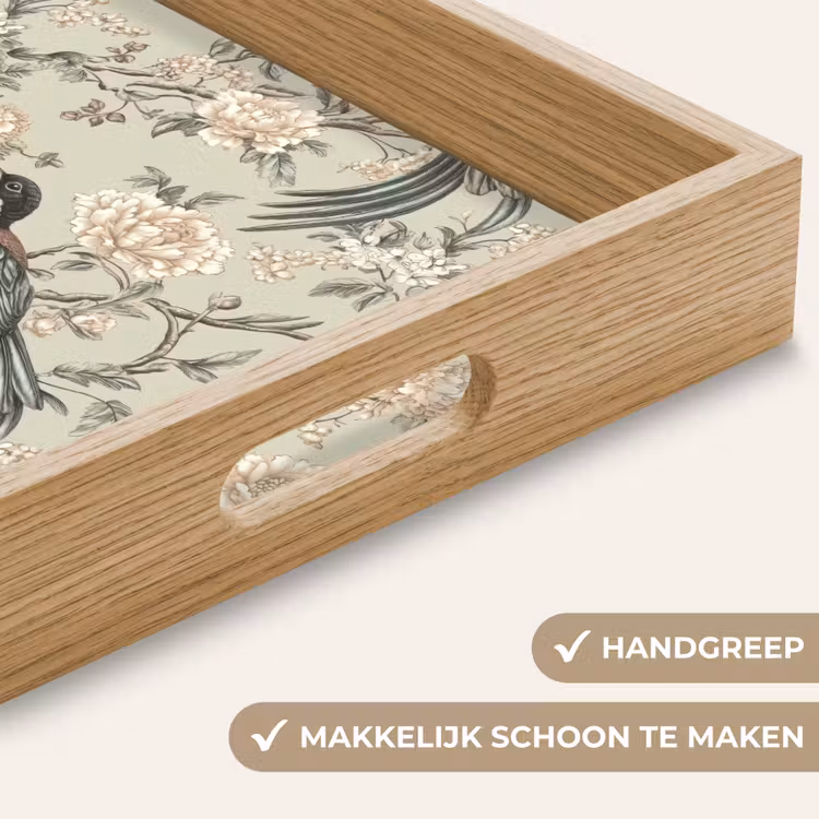Bloem - Vogel - Kleurrijk Dienblad Rechthoek middel 911 -USP_HandgreepNL