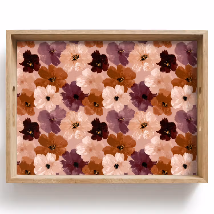 Bloemen - Abstract - Aardetinten Dienblad Rechthoek middel 911 -z3d_shopping