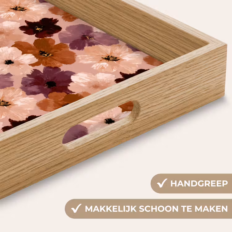 Bloemen - Abstract - Aardetinten Dienblad Rechthoek middel 911 -USP_HandgreepNL
