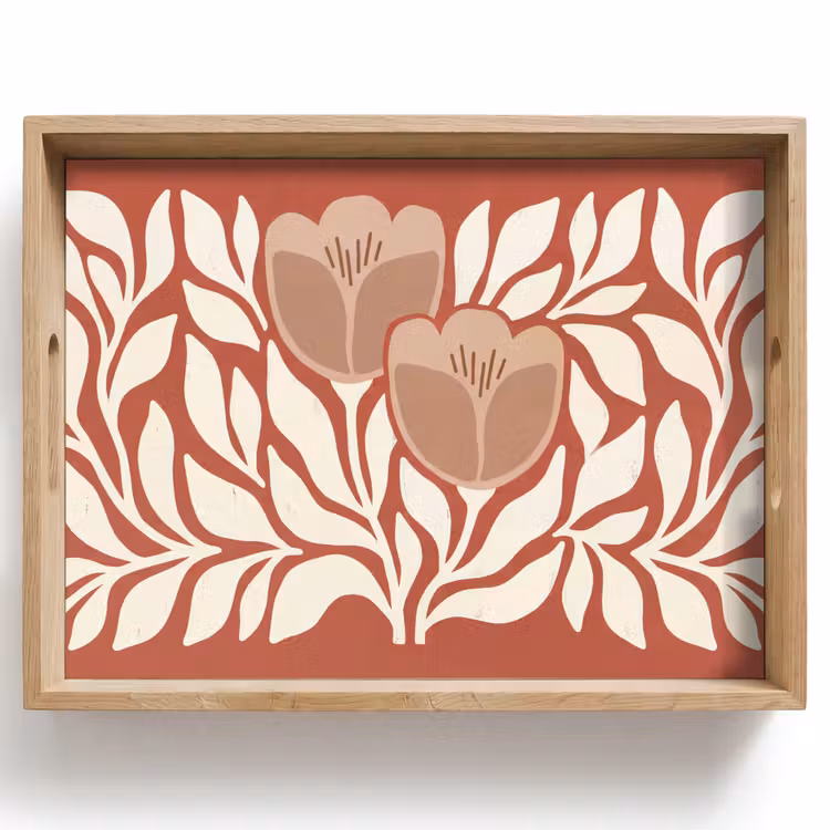 Bloemen - Abstract - Modern - Beige - Natuur Dienblad Rechthoek middel -z3d_shopping