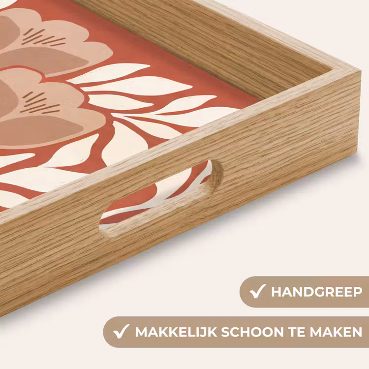 Bloemen - Abstract - Modern - Beige - Natuur Dienblad Rechthoek middel -USP_HandgreepNL