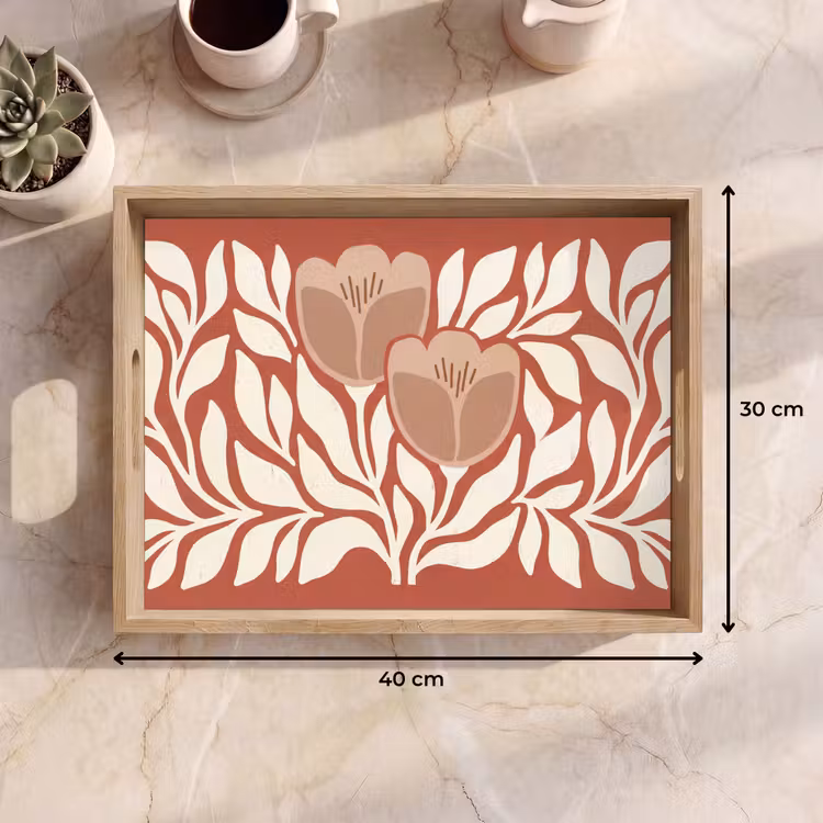 Bloemen - Abstract - Modern - Beige - Natuur Dienblad Rechthoek middel -USP_Formaat