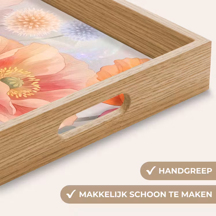 Bloemen - Aquarel - Natuur - Modern - Kleurrijk Dienblad Rechthoek middel -USP_HandgreepNL