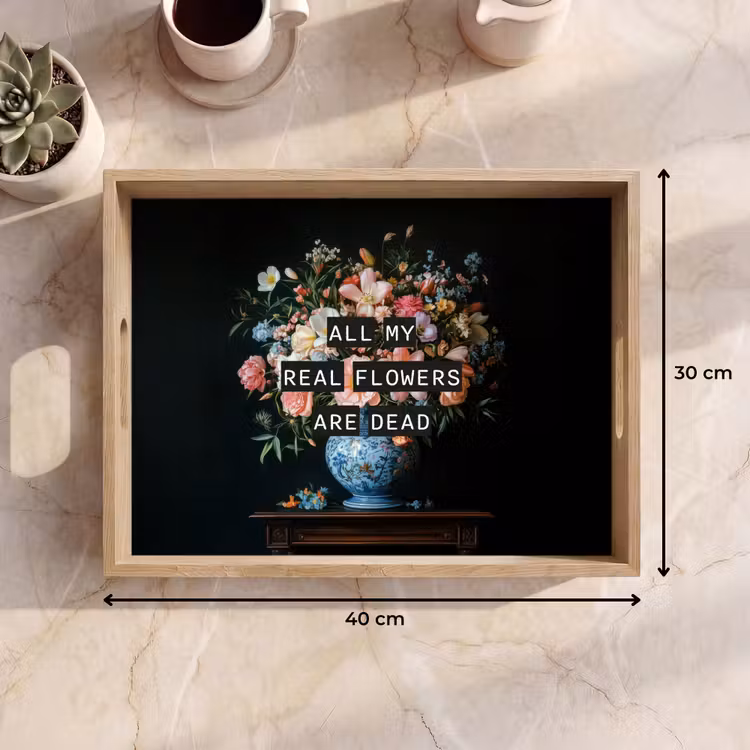 Bloemen - Art - Pastel - Quotes Dienblad Rechthoek middel -USP_Formaat