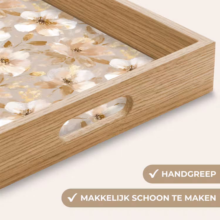 Bloemen - artistiek - Goud Dienblad Rechthoek middel 911 -USP_HandgreepNL