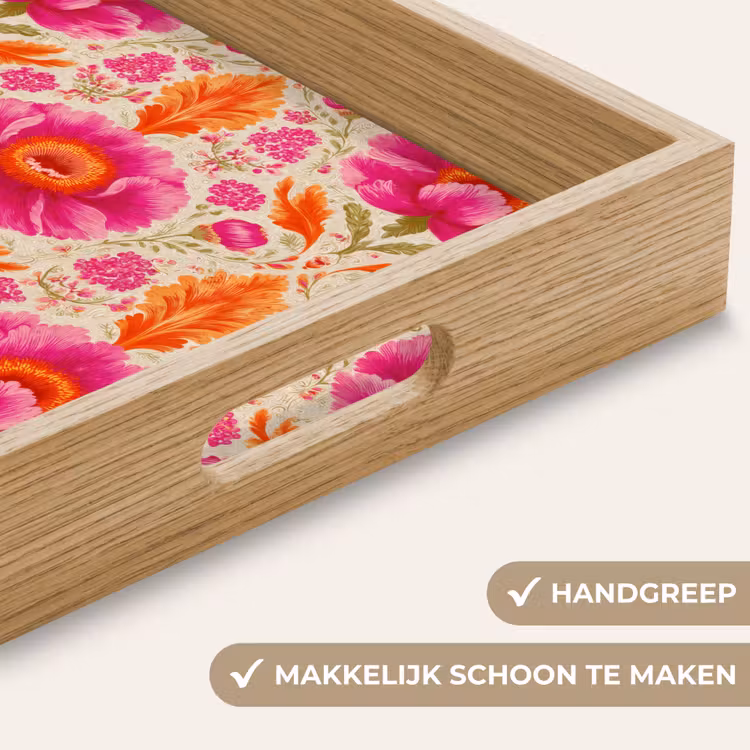Bloemen - Barok - Roze - Oranje Dienblad Rechthoek middel 911 -USP_HandgreepNL