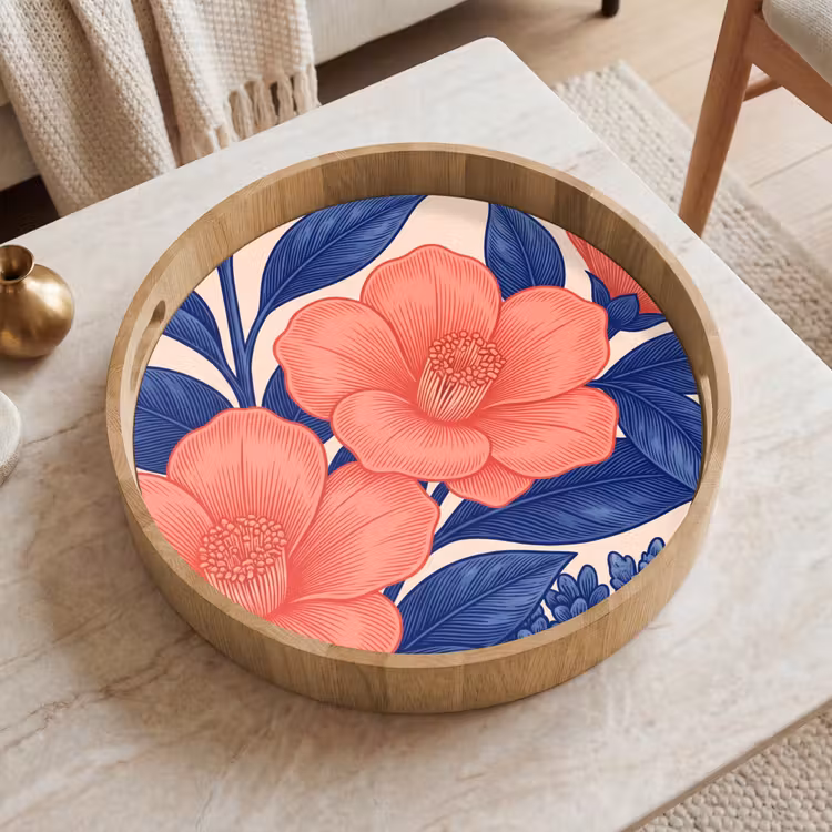 Dienblad - Bloemen - Bladeren - Botanisch - Bloemen - Bladeren - Botanisch Dienblad Rond middel