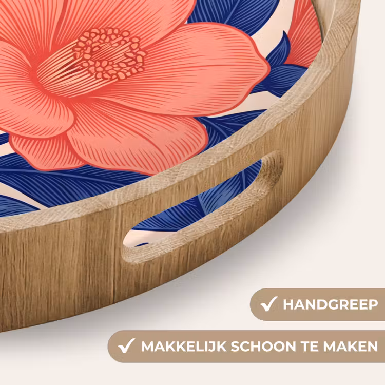 Dienblad - Bloemen - Bladeren - Botanisch - Bloemen - Bladeren - Botanisch Dienblad Rond middel