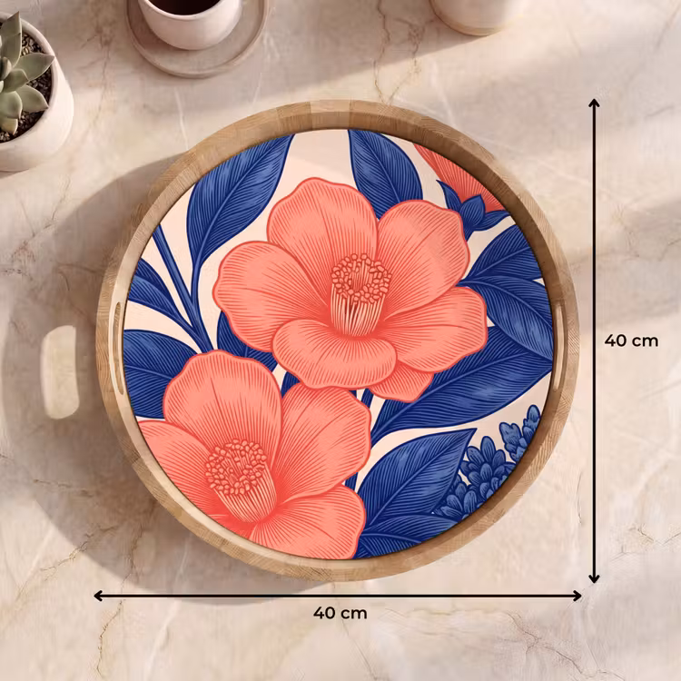 Dienblad - Bloemen - Bladeren - Botanisch - Bloemen - Bladeren - Botanisch Dienblad Rond middel