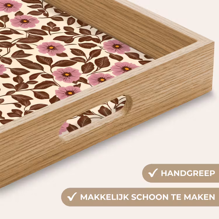 Bloemen - Bladeren - Kleurrijk Dienblad Rechthoek middel 911 -USP_HandgreepNL