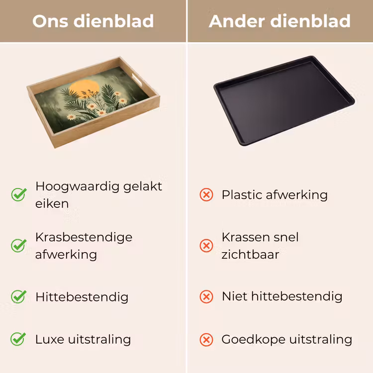 Bloemen - Bladeren - Zon - Groen Dienblad Rechthoek middel -USP_VergelijkingNL