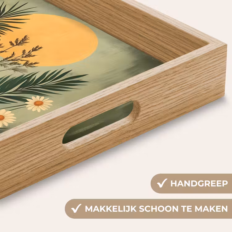 Bloemen - Bladeren - Zon - Groen Dienblad Rechthoek middel -USP_HandgreepNL