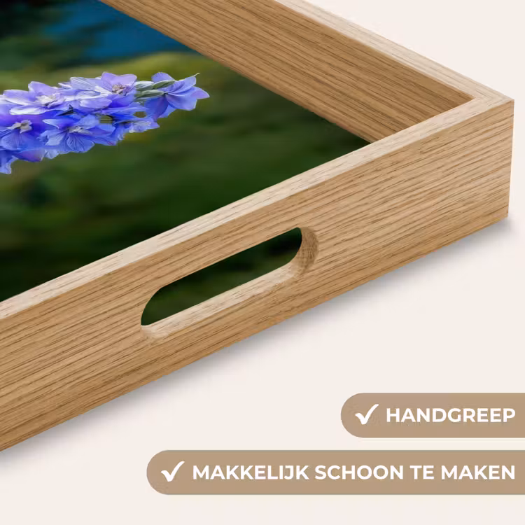 Bloemen - Blauw - Dennenboom Dienblad Rechthoek middel -USP_HandgreepNL
