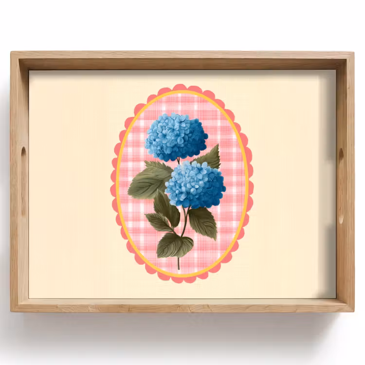 Bloemen - Blauw - Lijst - Bladeren Dienblad Rechthoek middel -z3d_shopping