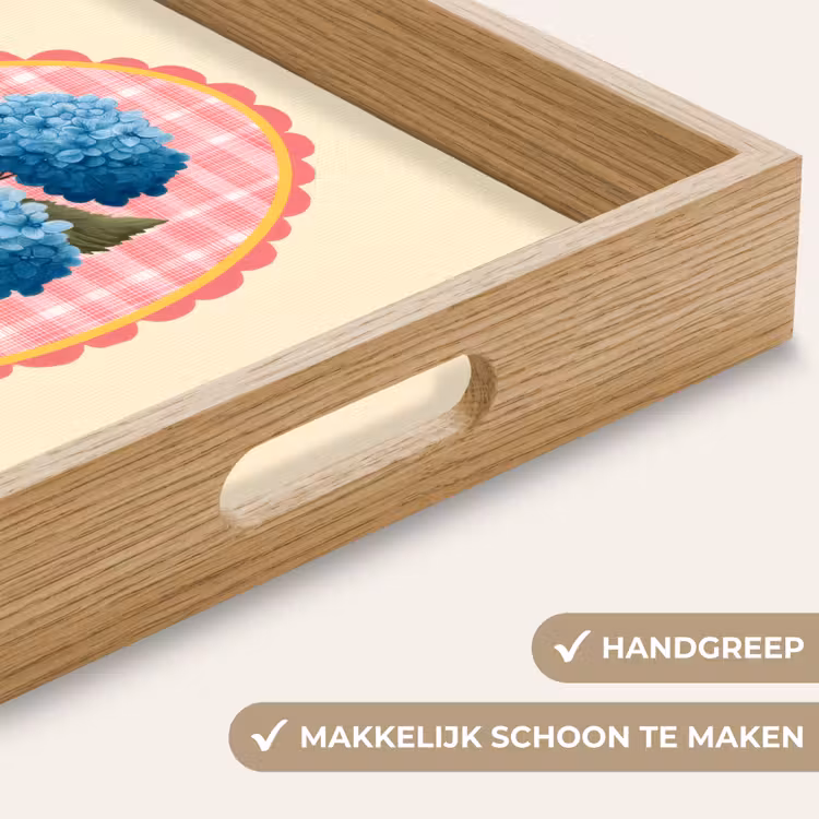 Bloemen - Blauw - Lijst - Bladeren Dienblad Rechthoek middel -USP_HandgreepNL