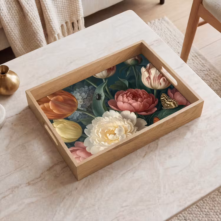 Bloemen - Boeket - Natuur - Klassiek - Donker Dienblad Rechthoek middel -sfeer1