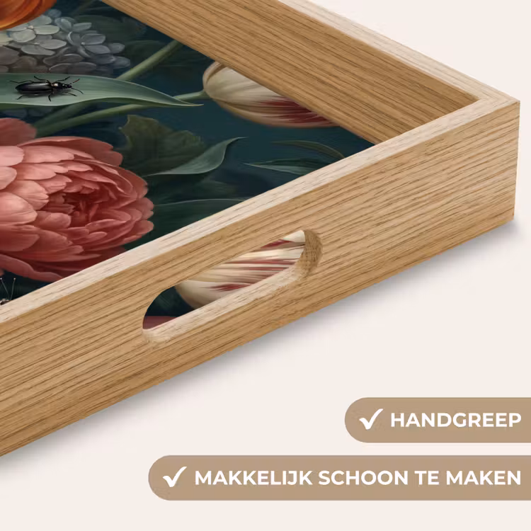 Bloemen - Boeket - Natuur - Klassiek - Donker Dienblad Rechthoek middel -USP_HandgreepNL