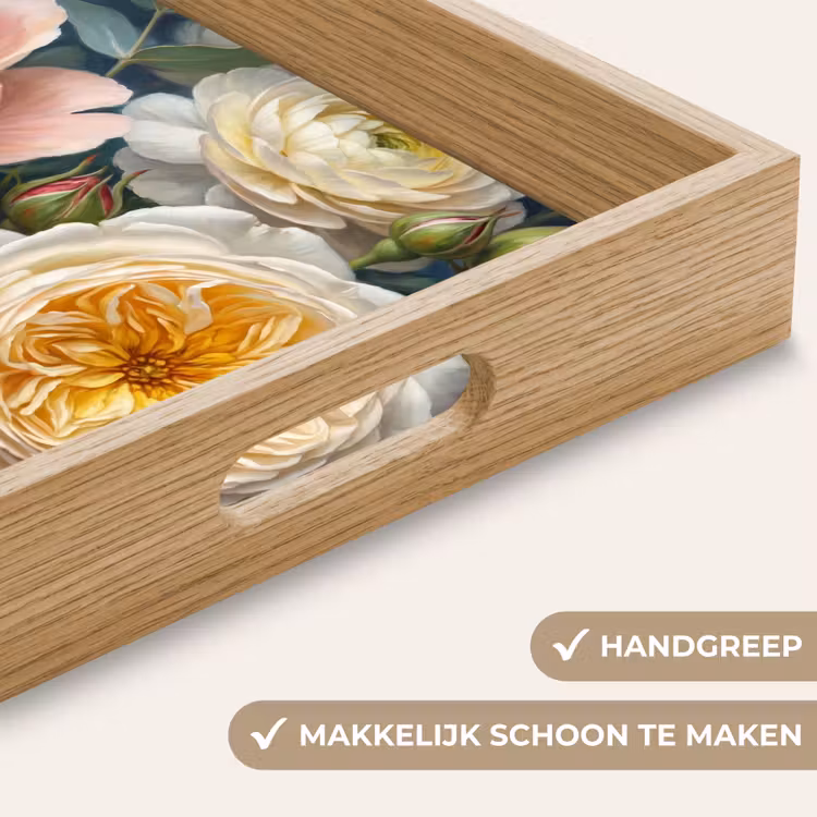 Bloemen - Boeket - Natuur - Klassiek - Kleurrijk Dienblad Rechthoek middel -USP_HandgreepNL