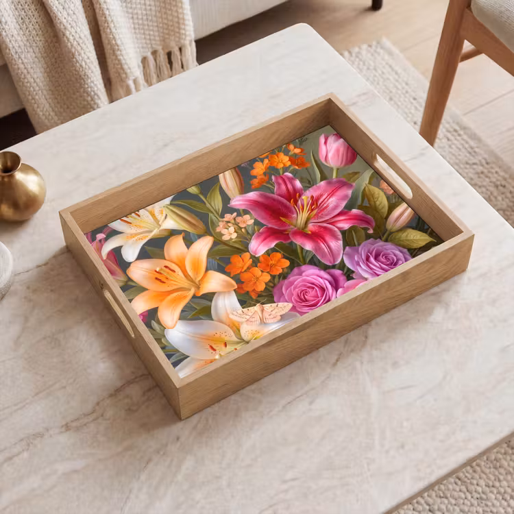 Bloemen - Boeket - Natuur - Kleurrijk - Modern Dienblad Rechthoek middel -sfeer1