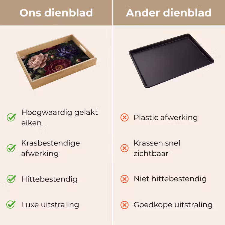 Bloemen - Boeket - Natuur - Modern - Donker Dienblad Rechthoek middel -USP_VergelijkingNL