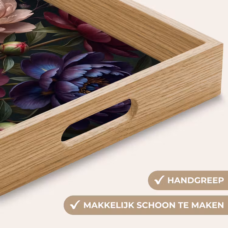Bloemen - Boeket - Natuur - Modern - Donker Dienblad Rechthoek middel -USP_HandgreepNL