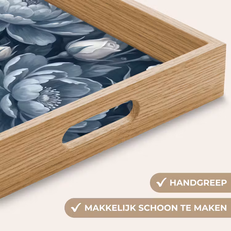 Bloemen - Boeket - Winter - Abstract - Blauw Dienblad Rechthoek middel -USP_HandgreepNL