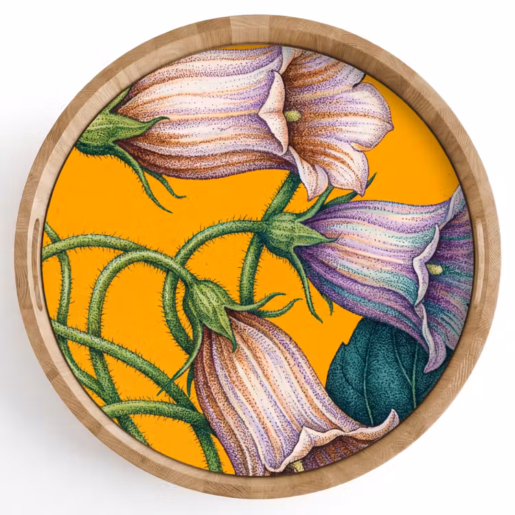 Dienblad - Bloemen - Botanisch - Geel - Bloemen - Botanisch - Geel Dienblad Rond middel