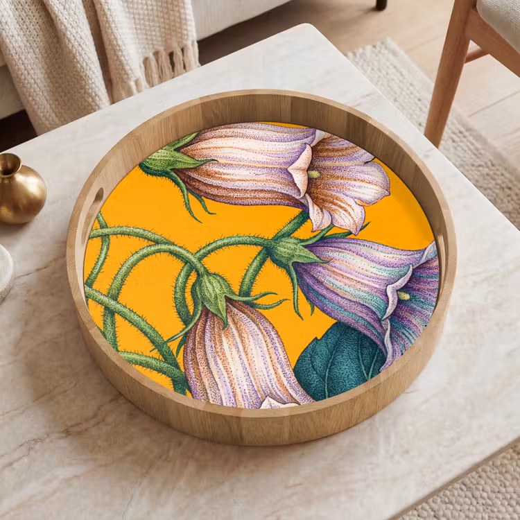 Dienblad - Bloemen - Botanisch - Geel - Bloemen - Botanisch - Geel Dienblad Rond middel