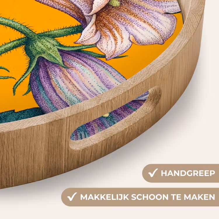 Dienblad - Bloemen - Botanisch - Geel - Bloemen - Botanisch - Geel Dienblad Rond middel