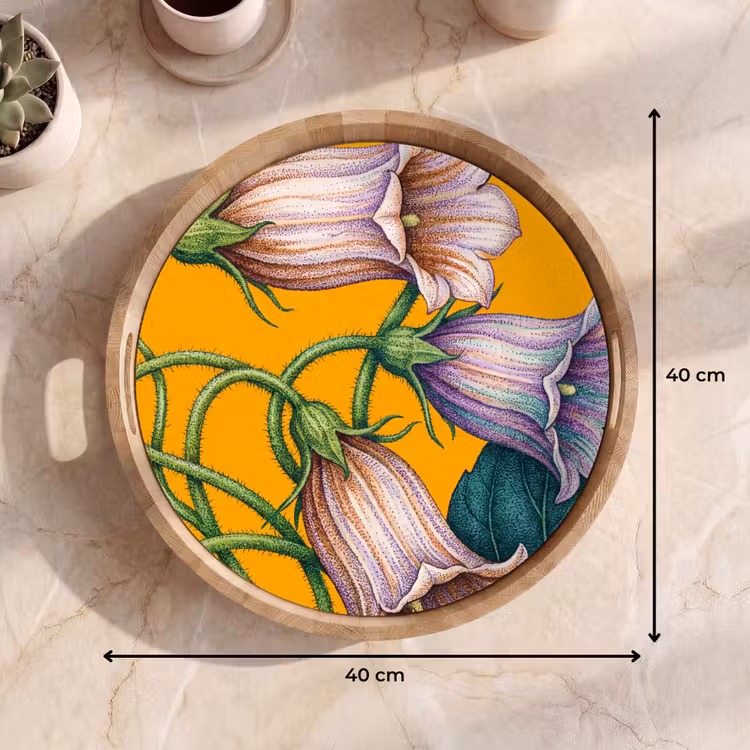 Dienblad - Bloemen - Botanisch - Geel - Bloemen - Botanisch - Geel Dienblad Rond middel