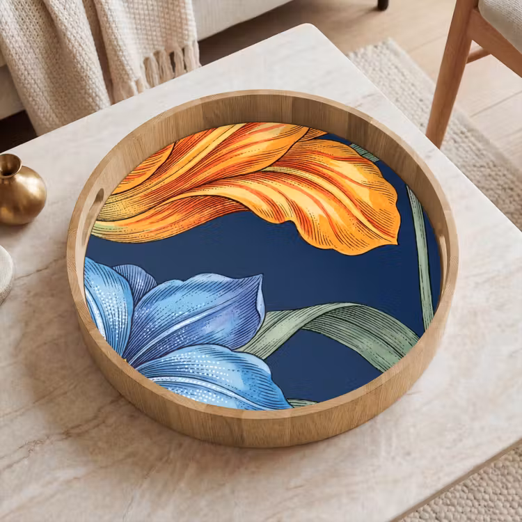 Dienblad - Bloemen - Botanisch - Patroon - Bloemen - Botanisch - Patroon Dienblad Rond middel