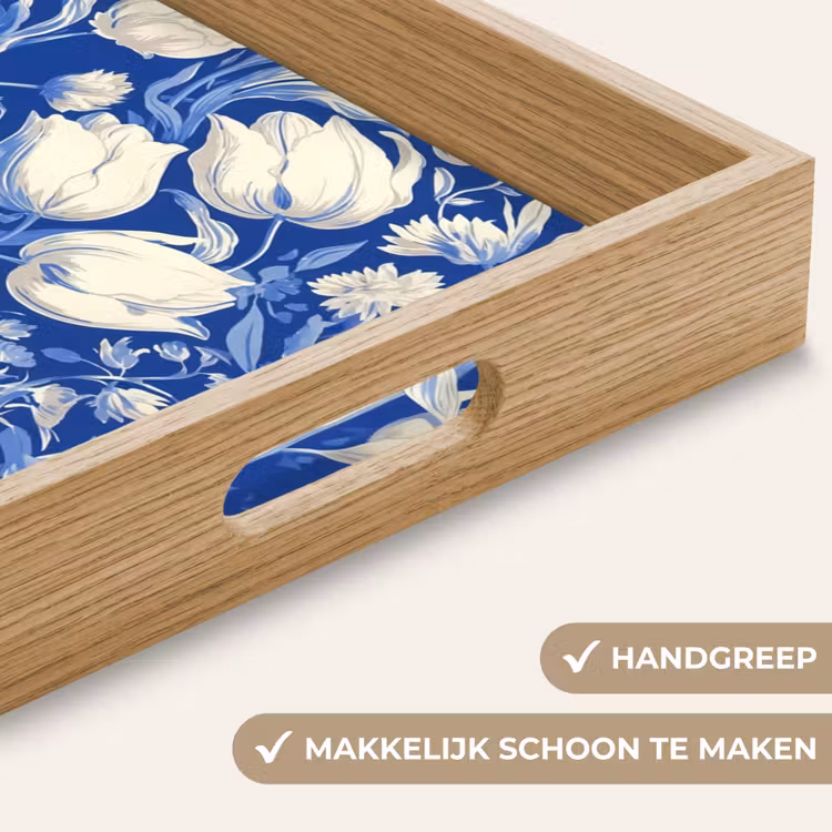 Bloemen - Delfts Blauw - Patroon - Tulp Dienblad Rechthoek middel -USP_HandgreepNL